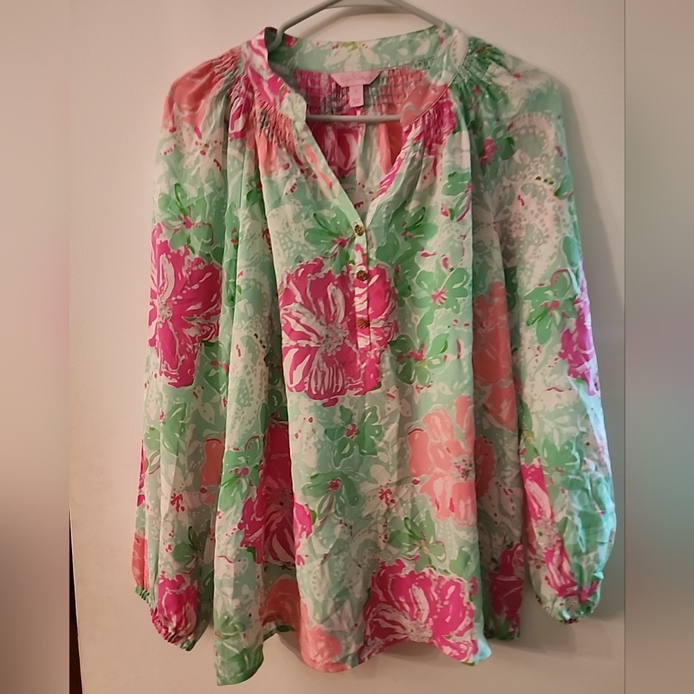 Lilly Pulitzer ELSA Multicolored Long Sleeves Silk Top